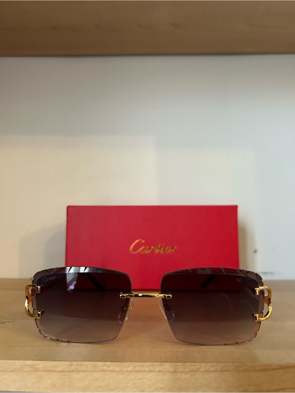 Cartier Rimless Sunglasses with Diamond Cuts and Gold Accents